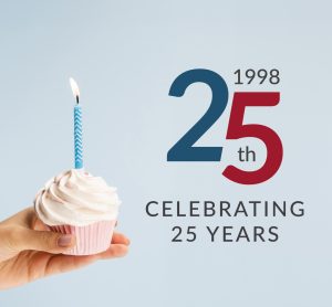 ICAB Celebrating 25 years logo and cupcake with candle