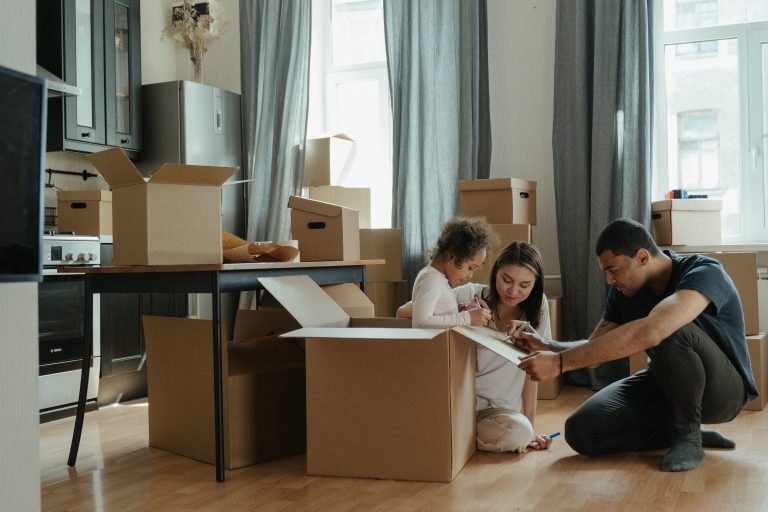 Family With Packing Boxes